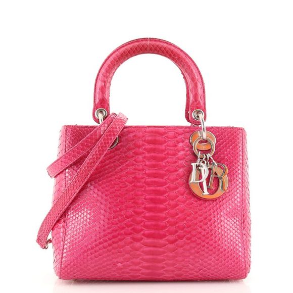 Dior | Bags | Christian Dior Lady Dior Bag Python Medium Pink | Poshmark